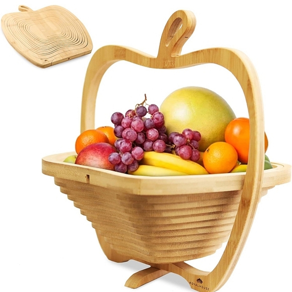 Bonnie & Pop Bamboo Foldable Fruit‎ Bowl Apple Shape KitchenBamboo Home Decor